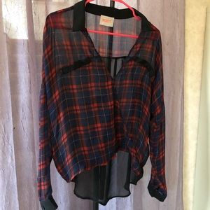 Vintage Plaid Moon Mesh Top